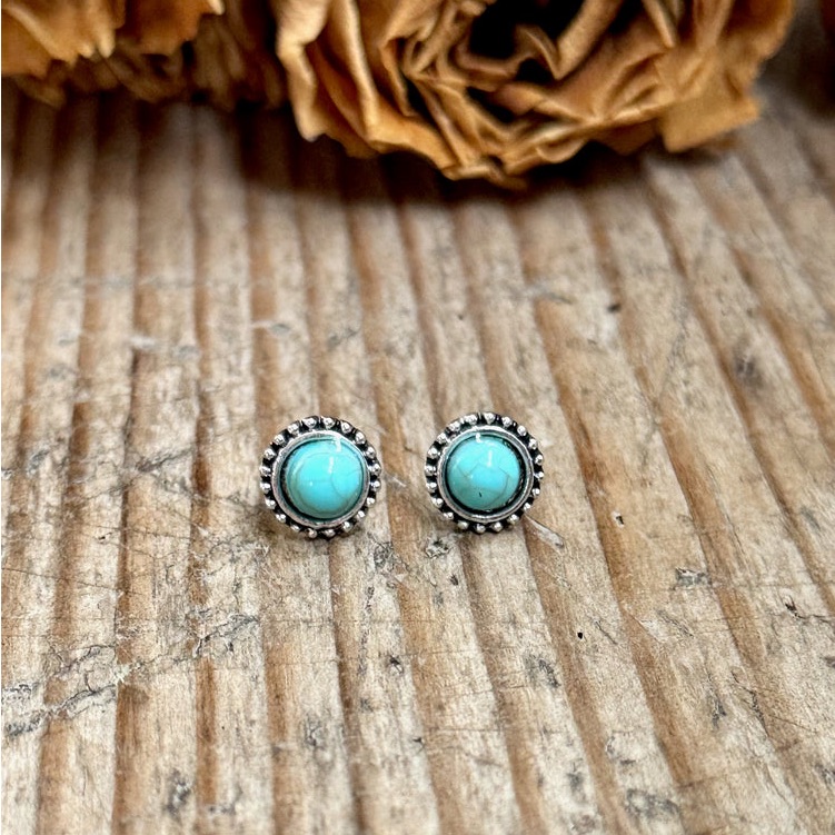 Bogo! The Rodeo Stud Earrings In Turquoise Color Dainty - New Boutique